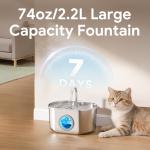 Cat Water Fountain Stainless Steel: 74oz/2.2L Cat Fountain for Drinking- Pet Water Fountain Inside - Automatic Dog Watering Dispenser Bowl - Pet Feeding & Watering Supplies (4 Filters)