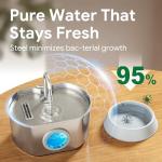 Cat Water Fountain Stainless Steel: 74oz/2.2L Cat Fountain for Drinking- Pet Water Fountain Inside - Automatic Dog Watering Dispenser Bowl - Pet Feeding & Watering Supplies (4 Filters)