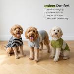 Fitwarm 3 Pack Color Block Striped Dog Shirt, Summer Dog Clothes for Small Dogs, Breathable Lightweight Pet Tshirt with Sleeves, Chihuahua Outfit, Oliver Green, Grey, Black, XS
