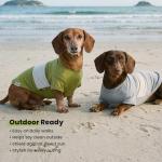 Fitwarm 3 Pack Color Block Striped Dog Shirt, Summer Dog Clothes for Small Dogs, Breathable Lightweight Pet Tshirt with Sleeves, Chihuahua Outfit, Oliver Green, Grey, Black, XS