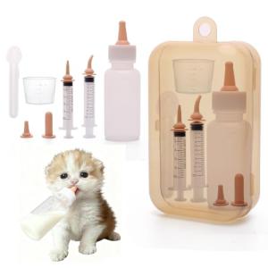 Newborn Pet Feeding Kit，Kitten Bottle Feeding Set with Nursing Nipples,Portable Storage, Emergency Ready, Replaceable Accessories for Kittens and Puppies