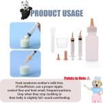 Newborn Pet Feeding Kit，Kitten Bottle Feeding Set with Nursing Nipples,Portable Storage, Emergency Ready, Replaceable Accessories for Kittens and Puppies