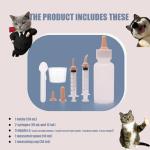Newborn Pet Feeding Kit，Kitten Bottle Feeding Set with Nursing Nipples,Portable Storage, Emergency Ready, Replaceable Accessories for Kittens and Puppies