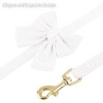 RoseYouth Dog Collar and Leash Set with Bowtie, Girl Dog Collars Metal Buckle Adjustable for Small Medium Dogs (White, M: Neck 13"-22" Leash 5 FT)