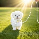 RoseYouth Dog Collar and Leash Set with Bowtie, Girl Dog Collars Metal Buckle Adjustable for Small Medium Dogs (White, M: Neck 13"-22" Leash 5 FT)