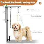 MHACVVO Dog Grooming Table Arm, 31.5"-43.3" Adjustable Pet Stand with Hammock & Clips – 3-in-1 Grooming Kit for Nail Trimming, Haircut & Drying, Home Supplies for Small Dogs