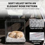 Lafyette. - US Based, Washable Faux Fur Dog Bed, Deluxe Plush Dog Crate Bed, Comfy Kennel Pad, Anti-Slip Pet Sleeping Mat, Soft Cozy Mattress for Large, Medium, Small Size Breed Dogs, 35" x 23", Grey