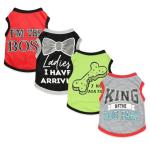 4 Pieces Dog Clothes for Small Dogs Girl Boy Summer Puppy Clothes for Chihuahua Yorkie Soft Cute Pattern Dog Shirt Spring Pet Cat Clothing Pink Rose Red Green XXS~M (Grey,Red,Black,Green, Medium)