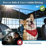 FEED GARDEN Dog Car Barrier for SUVs, Adjustable Universal-Fit Heavy-Duty Wire Mesh Pet Divider for Vehicles, Trucks, Vans, Car Accessories Safety Travel, Triple Folding (36.6"-60.6")