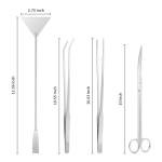 Ohtomber Aquascape Tools Aquarium Kit - 4PCS Terrarium Supplies Include Long Tweezers for Terrarium, Feeding Tongs, Aquarium Scissors, Algae Scraper for Fish Tank Cleaning Plant Trimming