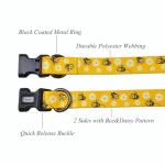 Olahibi Dog Collar Leash Set, Floral Pattern, Polyester Material, Adjustable Collar and 5ft Matching Leash, for Small Dogs.(S, Bee Daisy)