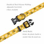 Olahibi Dog Collar Leash Set, Floral Pattern, Polyester Material, Adjustable Collar and 5ft Matching Leash, for Small Dogs.(S, Bee Daisy)