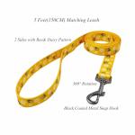 Olahibi Dog Collar Leash Set, Floral Pattern, Polyester Material, Adjustable Collar and 5ft Matching Leash, for Small Dogs.(S, Bee Daisy)