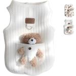 Cute Pet Apparel Plush Bear Pattern Cartoon Dog Clothes All Season Sleeveless Puppy Kitten Pullover Soft Skin-Friendly (White1, XL (11-20lbs))