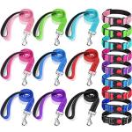 Silkfly 9 Sets Dog Collar and Leash Set for Small Medium Large Dogs Reflective Nylon Leashes Adjustable Collar Padded Handle Walking Training