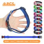 Silkfly 9 Sets Dog Collar and Leash Set for Small Medium Large Dogs Reflective Nylon Leashes Adjustable Collar Padded Handle Walking Training