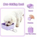 Portable Collapsible Silicone Dog Bowl, 12oz(350ml) Foldable Pet Travel Water & Food Dish with Carabiner for Hiking, Camping. Leakproof, Portable Food & Water Container for Dogs & Cats, Purple
