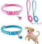 2 Pack Puppy Dog Collar Leash and Leash for Small Dogs Pet Cat Kitten Leashes Adjustable Training Rope Quick Release Paw Print Soft Nylon Pet Collar