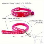2 Pack Puppy Dog Collar Leash and Leash for Small Dogs Pet Cat Kitten Leashes Adjustable Training Rope Quick Release Paw Print Soft Nylon Pet Collar