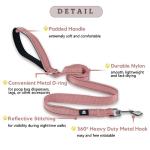 FURRYFECTION Reflective Dog Collar and Leash Set with Quick Release Buckle, Padded with Neoprene Adjustable Nylon Dog Collar for Small Medium and Large Dogs (Medium Collar+5FT Leash, Pink)