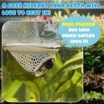 Floating Betta Hide & Shrimp Cave – All-in-One Aquarium Hammock, Feeder, and Safe Resting Spot for Stress-Free Fish Tanks