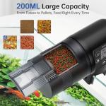 AQQA Automatic Fish Feeder for Aquarium Vacation, 200ML Large Capacity Moisture-Proof Auto Food Dispenser with LCD Timer, Battery Powered Feeder for Small Tank, Betta Fish, Turtle, Koi