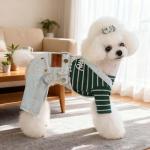 FLAdorepet Classic Dog Denim Jumpsuit Overalls,Dog Pet Cat Jeans Pants Clothes,Puppy Cowboy Costumes Outfits for Chihuahua Yorkie Dachshund (Light Blue, Large)