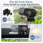 AQQA Automatic Fish Feeder for Aquarium Vacation, 200ML Large Capacity Moisture-Proof Auto Food Dispenser with LCD Timer, Battery Powered Feeder for Small Tank, Betta Fish, Turtle, Koi