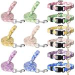 6 Pack Dog Collar and Leash Set, Puppy Collar and Leash Adjustable Floral Dog Collars for Small Dogs Soft Pet Collar for Puppy Small Dogs