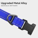 Joytale Reflective Dog Collar, Soft Neoprene Padded, Metal D-Ring, Nylon Pet Collar Adjustable for Large Dogs, Navy Blue, L