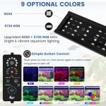 AQQA Aquarium Plant Light Full Spectrum LED Fish Tank Light IP68 Waterproof with 24/7 Natural Mode & DIY RGBW Mode, 9 Colors & 10-Level Brightness Adjustable, 6 Timer Settings for 48"-55" Tank (55W)