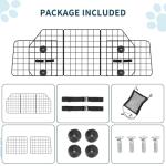 ERYTLLY Dog Car Barrier for SUVs, Vehicles, Dividers, Adjustable Heavy-Duty Wire Pet Gate, Foldable Car Pet Barrier with Mesh Bag, Car Accessories Safety Travel, for Cargo Area 36.6" to 64.5" Width