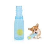 Andiker Dog Squeaky Toy, Bottle Shaped Rubber Dog Chew Toys with Squeaker and Tennis Ball, Treat Dispenser Interactive Dogs Toys for Small and Medium Dogs to Chew and Relieve Boredom (Blue)