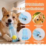 Andiker Dog Squeaky Toy, Bottle Shaped Rubber Dog Chew Toys with Squeaker and Tennis Ball, Treat Dispenser Interactive Dogs Toys for Small and Medium Dogs to Chew and Relieve Boredom (Blue)