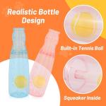 Andiker Dog Squeaky Toy, Bottle Shaped Rubber Dog Chew Toys with Squeaker and Tennis Ball, Treat Dispenser Interactive Dogs Toys for Small and Medium Dogs to Chew and Relieve Boredom (Blue)