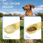 YFL Portable Dog Water Bottle with Food Container - 2 in 1 Travel Puppy Water Dispenser with Crossbody Sling & Strap - Leak Proof, Aesthetic Dog Walking Accessory for Hiking (Yellow)