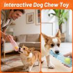 Andiker Dog Squeaky Toy, Bottle Shaped Rubber Dog Chew Toys with Squeaker and Tennis Ball, Treat Dispenser Interactive Dogs Toys for Small and Medium Dogs to Chew and Relieve Boredom (Blue)