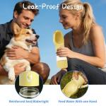 YFL Portable Dog Water Bottle with Food Container - 2 in 1 Travel Puppy Water Dispenser with Crossbody Sling & Strap - Leak Proof, Aesthetic Dog Walking Accessory for Hiking (Yellow)