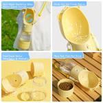 YFL Portable Dog Water Bottle with Food Container - 2 in 1 Travel Puppy Water Dispenser with Crossbody Sling & Strap - Leak Proof, Aesthetic Dog Walking Accessory for Hiking (Yellow)