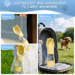 YFL Portable Dog Water Bottle with Food Container - 2 in 1 Travel Puppy Water Dispenser with Crossbody Sling & Strap - Leak Proof, Aesthetic Dog Walking Accessory for Hiking (Yellow)
