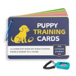 Puppy Training Cards - Complete Raising Dog Kit with Clicker - Replaces Dog Training Book & Journal - 50 Stage by Stage Guide Cards (8 Weeks to 2 Years)