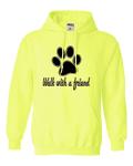 Go All Out 3X-Large Safety Green Mens Walk With A Friend Dog Lovers Pet Lovers Sweatshirt Hoodie