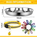 Patelai 2 Pcs Stainless Steel Puppy Dog Feeding Bowls with 12 Pcs Adjustable Pet Collars Puppy Feeder Bowls and Whelping Cat ID Collars