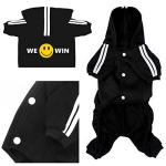 Weowin Pet Outfit - Cute Dog Hoodie Tracksuit Sweater Winter Clothes Pajamas Jumpsuit 4-Legs Black for Puppy Small Medium Large Dogs Girl or Boy (XX-Small)