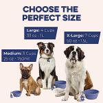 Bonza Collapsible Dog Bowls - Medium 25 oz, Dog Travel Accessories, Silicone Portable Dogs Bowl & Water Dish with Reinforced Rim & Carabiner for Hiking, Camping, and Car Trips, Navy Blue