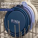 Bonza Collapsible Dog Bowls - Medium 25 oz, Dog Travel Accessories, Silicone Portable Dogs Bowl & Water Dish with Reinforced Rim & Carabiner for Hiking, Camping, and Car Trips, Navy Blue