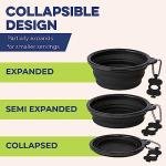 Bonza Collapsible Dog Bowls - Medium 25 oz, Dog Travel Accessories, Silicone Portable Dogs Bowl & Water Dish with Reinforced Rim & Carabiner for Hiking, Camping, and Car Trips, Navy Blue