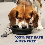 Bonza Collapsible Dog Bowls - Medium 25 oz, Dog Travel Accessories, Silicone Portable Dogs Bowl & Water Dish with Reinforced Rim & Carabiner for Hiking, Camping, and Car Trips, Navy Blue