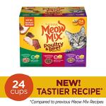 Meow Mix Tender Favorites Poultry & Beef Variety Pack, Wet Cat Food, 2.75 oz Cup (24 Pack)