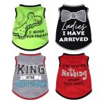 hoyuwak 4 Pieces Pet Shirts Funny Dog Printed Clothes Cool Breathable Puppy Sleeveless Vests Boy Dog Outfit for Summer